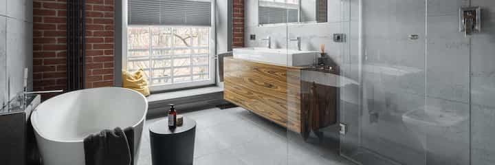 New bathroom tile is installed during bathroom remodeling in a Towson, MD home.
