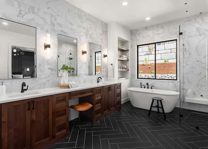 Common bathroom remodeling services turns an old bathroom to a modern oasis in Towson, MD.